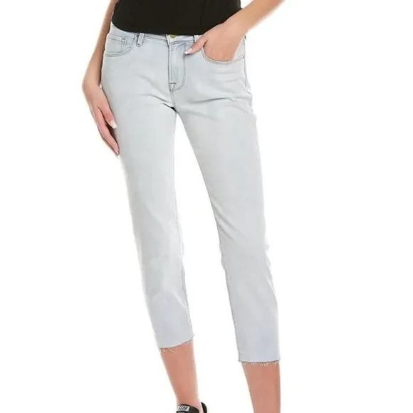 3/$20 FRAME Denim Light Blue Le Garçon Crop Cotton Blend Raw Hem Cropped Jean 24 - Picture 1 of 8